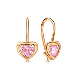 Серьги детские из золочёного серебра с фианитами 925 пробы 21112з221