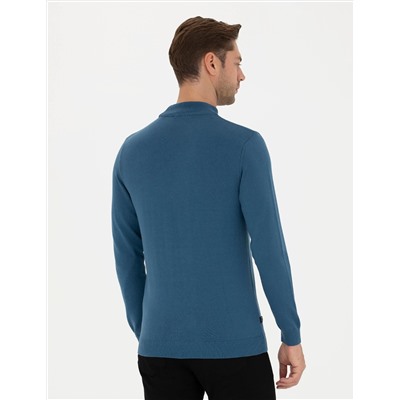 Kobalt Mavi Slim Fit Basic Kazak