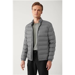 Avva Erkek Açık Gri Dik Yaka Su İtici Rüzgar Geçirmez Hafif Comfort Fit Rahat Kesim Şişme Mont E006019