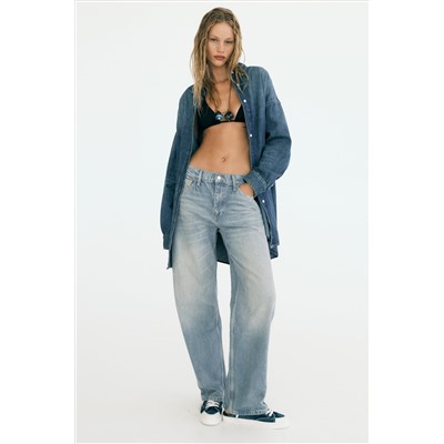 HIGH-WAIST BARREL LEG TRF JEANS