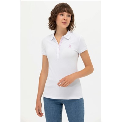 Kadın Beyaz Basic Polo Yaka Tişört