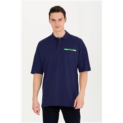 Erkek Lacivert Oversize Polo Yaka Tişört