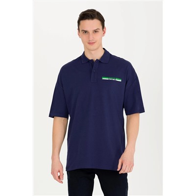 Erkek Lacivert Oversize Polo Yaka Tişört