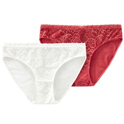 2 Damen Slips mit floraler Spitze