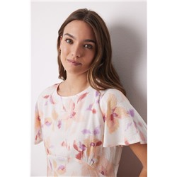 Vestido midi viscosa print flores