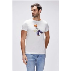 Bad Bear, Nash Beyaz Erkek Baskılı Tişört Erkek Beyaz Tişört