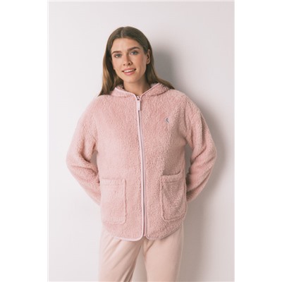 Bata corta tejido pelo rosa lurex