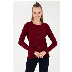 Kadın Bordo Basic Triko Hırka