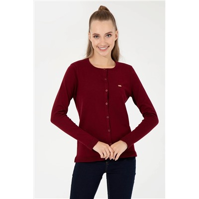 Kadın Bordo Basic Triko Hırka