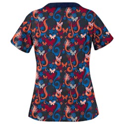 UA Flutter Flattery Navy Scallop Neck Scrub Top