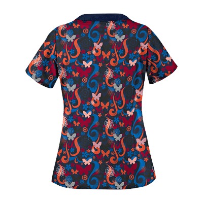 UA Flutter Flattery Navy Scallop Neck Scrub Top