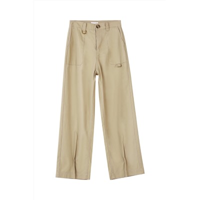 Pantalón recto Beige