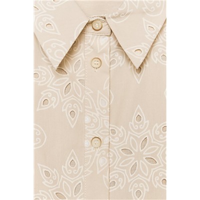 EMBROIDERED CUTWORK SMOCK DRESS