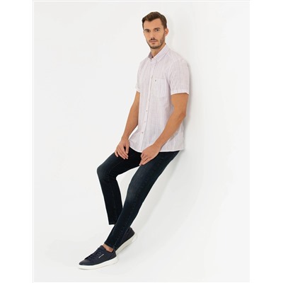 Bej Regular Fit Kısa Kollu Gömlek