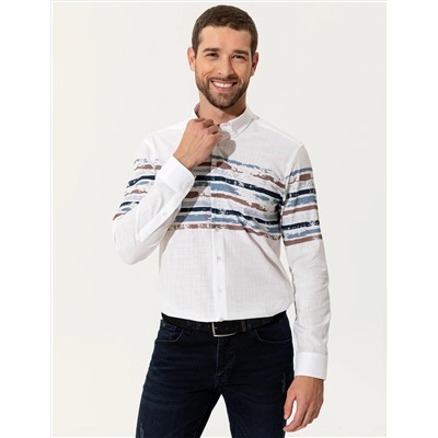 Mavi Slim Fit Uzun Kollu Gömlek