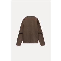 FADED-EFFECT DOUBLE-SLEEVE T-SHIRT