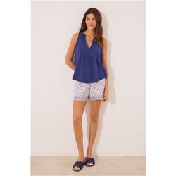 Pijama corto tirantes 100% algodón estampado azul