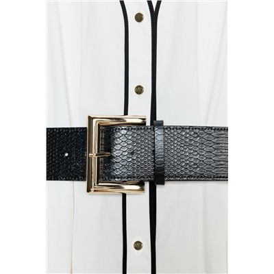 CONTRAST TRIM POPLIN MIDI DRESS