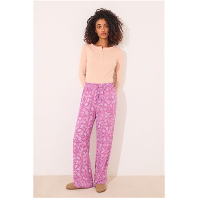 Pantalón largo viscosa estampado boho floral