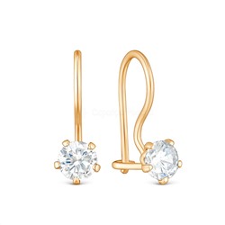 Серьги детские из золочёного серебра с фианитами 925 пробы 166з бесцветный