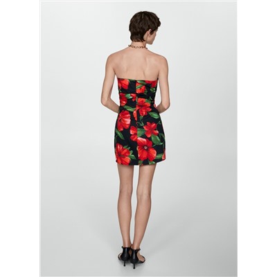Vestido palabra de honor flores