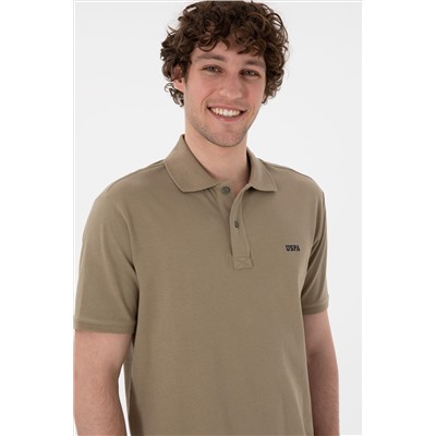 Erkek Regular Fit Polo Yaka Haki Basic Tişört