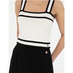 Beyaz Crop Top Triko Bluz
