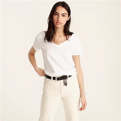 Vintage cotton V-neck T-shirt in stripe