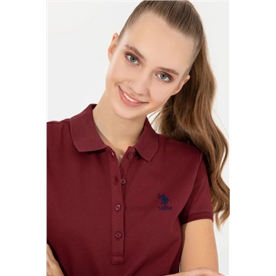 Kadın Vİşne Basic Polo Yaka Tişört