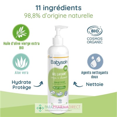 Babysoin Gel Lavant - Corps & Cheveux - BIO - LOT de 2x500mlLot  × 2