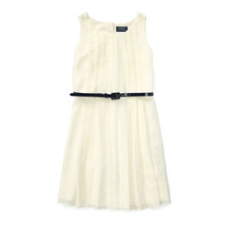 Pleated Belted Georgette Dress