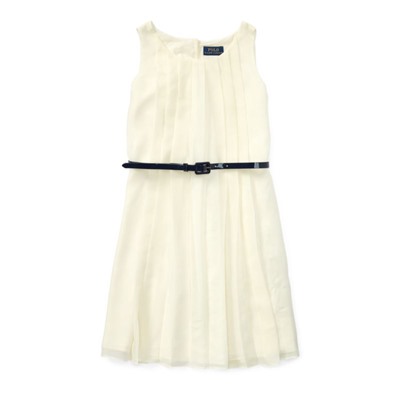 Pleated Belted Georgette Dress