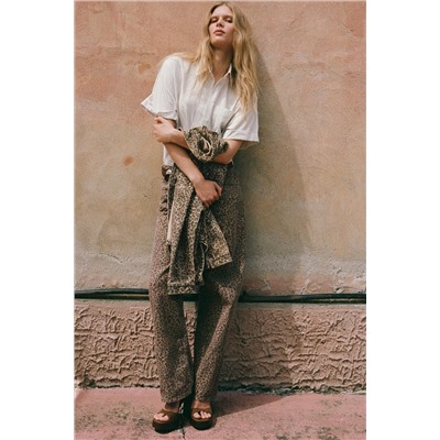 TRF RELAXED FIT HIGH-WAIST ANIMAL PRINT JEANS