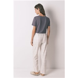 Pantalón largo franela blanco print cuadros