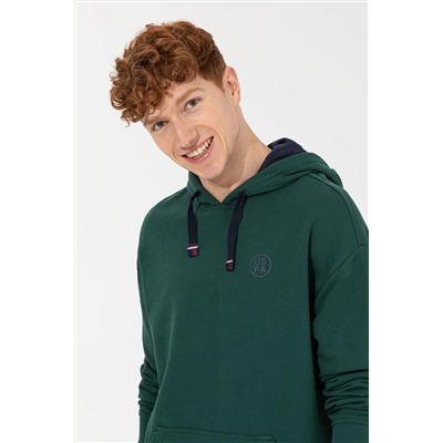 Erkek Yeşil Kapüşonlu Sweatshirt