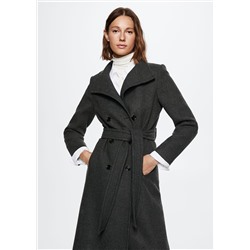 Abrigo lana cinturón -  Mujer | MANGO OUTLET Melilla