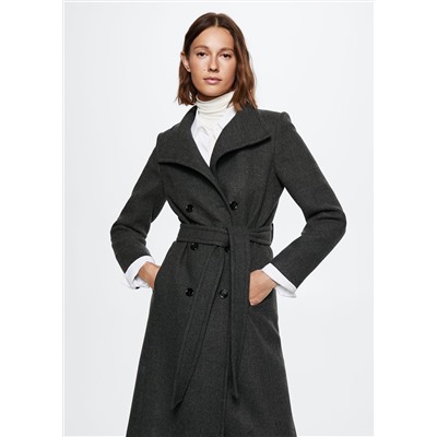 Abrigo lana cinturón -  Mujer | MANGO OUTLET Melilla