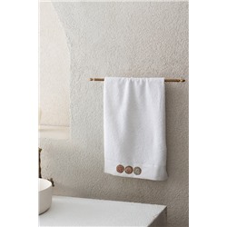 Tercet Nakışlı %100 Pamuk Yüz Havlusu - Beyaz - 50x76 cm