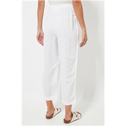 Pantalón relaxed fit de lino cintura alta - Blanco