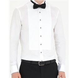 Beyaz Slim Fit Smokin Gömlek