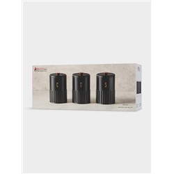 Набор банок для сыпучих продуктов, 3 пр, 1.35 л, h17 см, чёрные, Astor