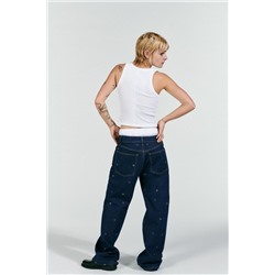 TRF WIDE-LEG RHINESTONE HEART MID-WAIST JEANS