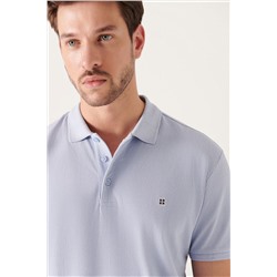 Açık Mavi %100 Pamuk Serin Tutan Polo Yaka T-Shirt
