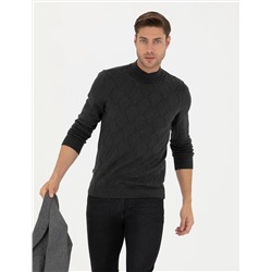 Antrasit Melanj Slim Fit Kazak