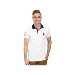 U.S. POLO ASSN. Slim Fit Big Horse Polo w/ Stripe Collar