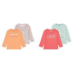 LUPILU® Kleinkinder Mädchen Langarmshirts, 2 Stück, aus reiner Baumwolle