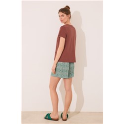 Pantalón corto viscosa estampado geométrico