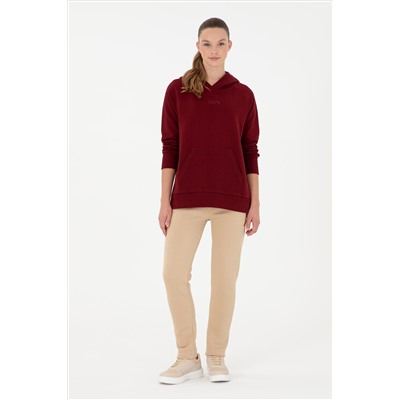 Kadın Bordo Kapüşonlu Sweatshirt