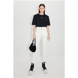 Vaquero skinny fit de tiro alto Blanco