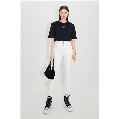 Vaquero skinny fit de tiro alto Blanco